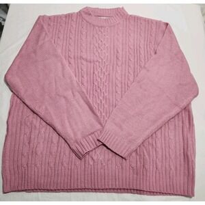 Haband Womens Vintage Cable Knit Pullover Long Sleeve Sweater Size 3X Pink